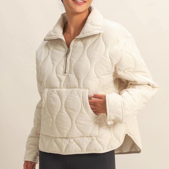 Mia Quilted Half-Zip High Neck Pullover | Women's Fall and Winter Jacket - Picture 8 of 8
